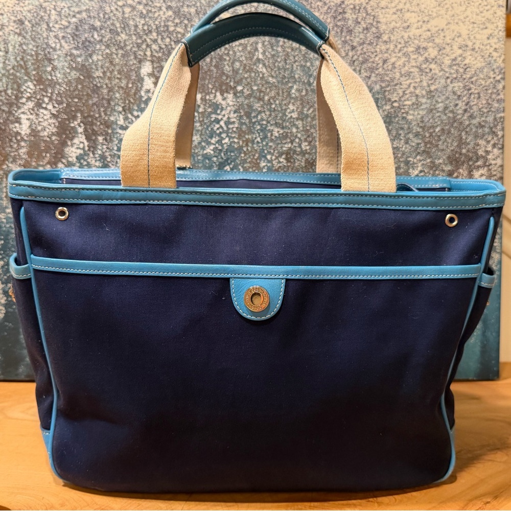 Coach Hamptons Twill Garden Tote Bag #6734 - Deep Marine Navy Blue - Picture 5 of 16